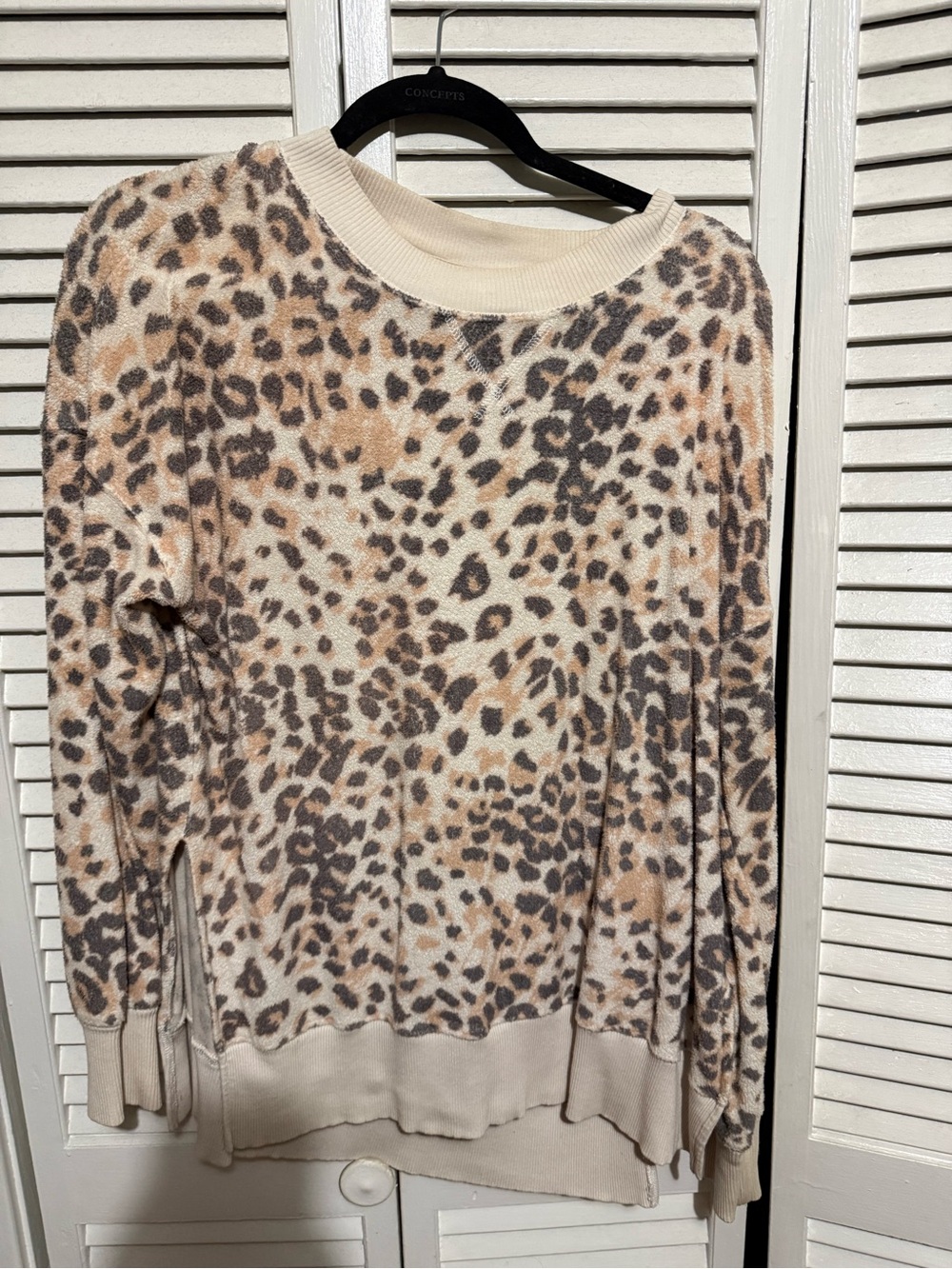 Aerie Leopard Print Pullover Sweater in Cream and Brown